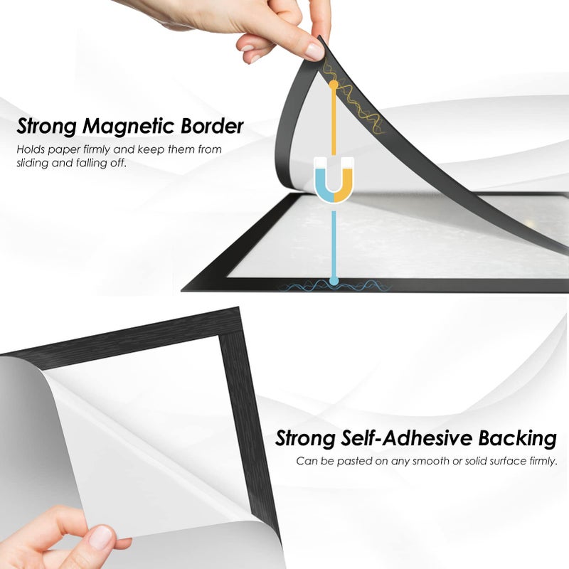 MaxGear Magnetic Sign Holder 8.5 x 11 Wall Mount, Self Adhesive Display Picture Frames with Strong Magnetic Border and Clear PVC, Document Poster Paper Holder for Home Office Store, 3 Pack - Image 3
