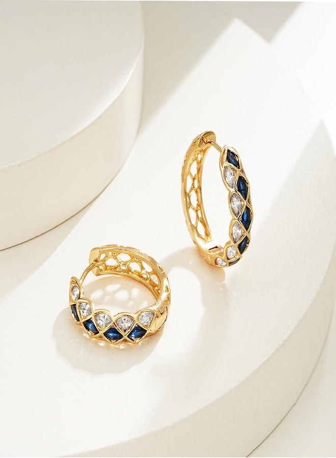 BENEIGE 14K Gold Plated Cubic Zirconia Earrings,Hoop Huggie Earrings, Simple Boho Earrings Handmade Hypoallergenic Jewelry Gifts - Image 5