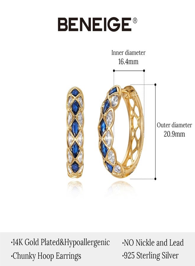 BENEIGE 14K Gold Plated Cubic Zirconia Earrings,Hoop Huggie Earrings, Simple Boho Earrings Handmade Hypoallergenic Jewelry Gifts - Image 4