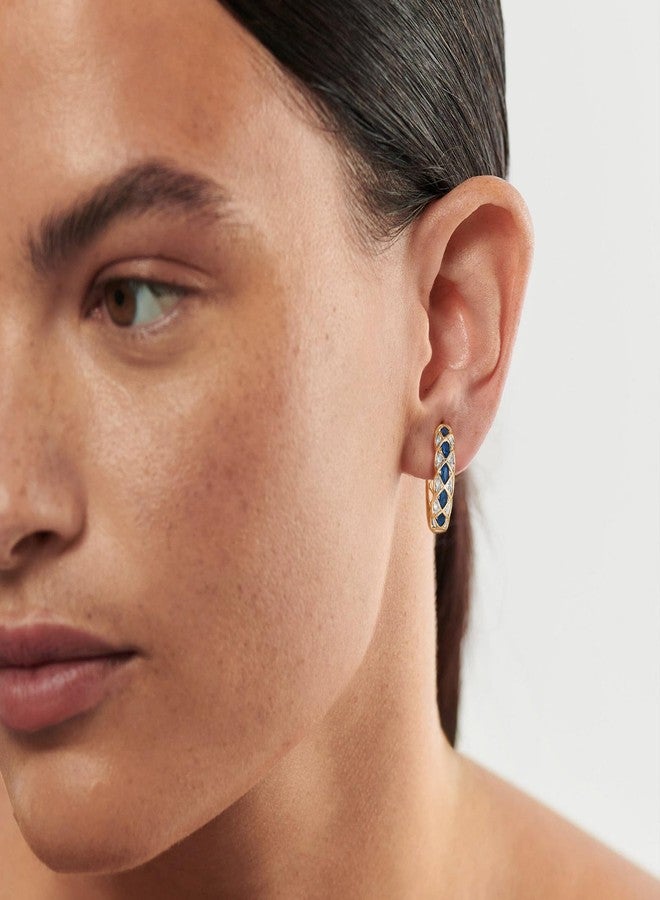 BENEIGE 14K Gold Plated Cubic Zirconia Earrings,Hoop Huggie Earrings, Simple Boho Earrings Handmade Hypoallergenic Jewelry Gifts - Image 3