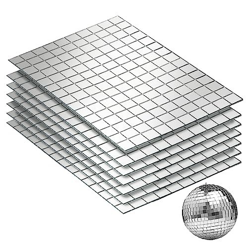 PP OPOUNT 1050 PCS Disco Ball Tiles, 10 x 10 mm Self-Adhesive Disco Tapes for DIY Craft Decoration, Small Mirror Tiles for Disco Balls, Art Collage, Indoor Outdoor Decoration(Silver) - Image 1