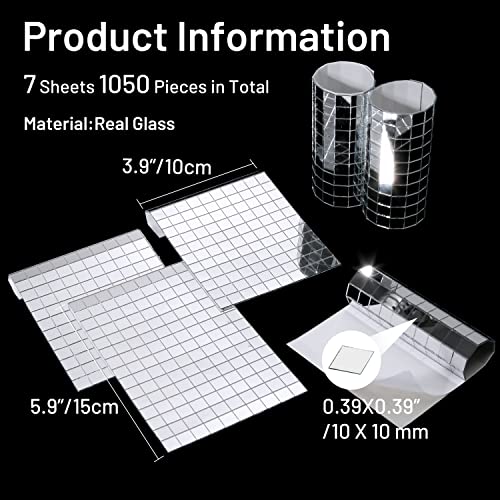 PP OPOUNT 1050 PCS Disco Ball Tiles, 10 x 10 mm Self-Adhesive Disco Tapes for DIY Craft Decoration, Small Mirror Tiles for Disco Balls, Art Collage, Indoor Outdoor Decoration(Silver) - Image 3