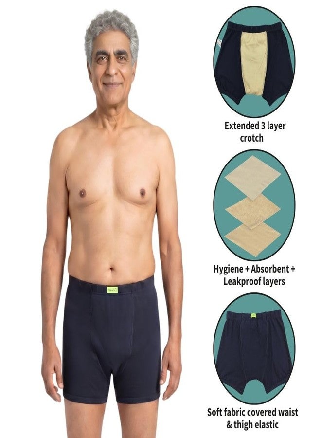 Pristine Life | Urine Incontinence Underwear | 3-Layer Hygienic Absorbent | Leakproof Crotch | Antimicrobial & Quick-Dry | Absorbs 35ml Of Leaks | Leakproof & Non-Plastic | Pack Of 1 | Navy Blue | 2XL - Image 4