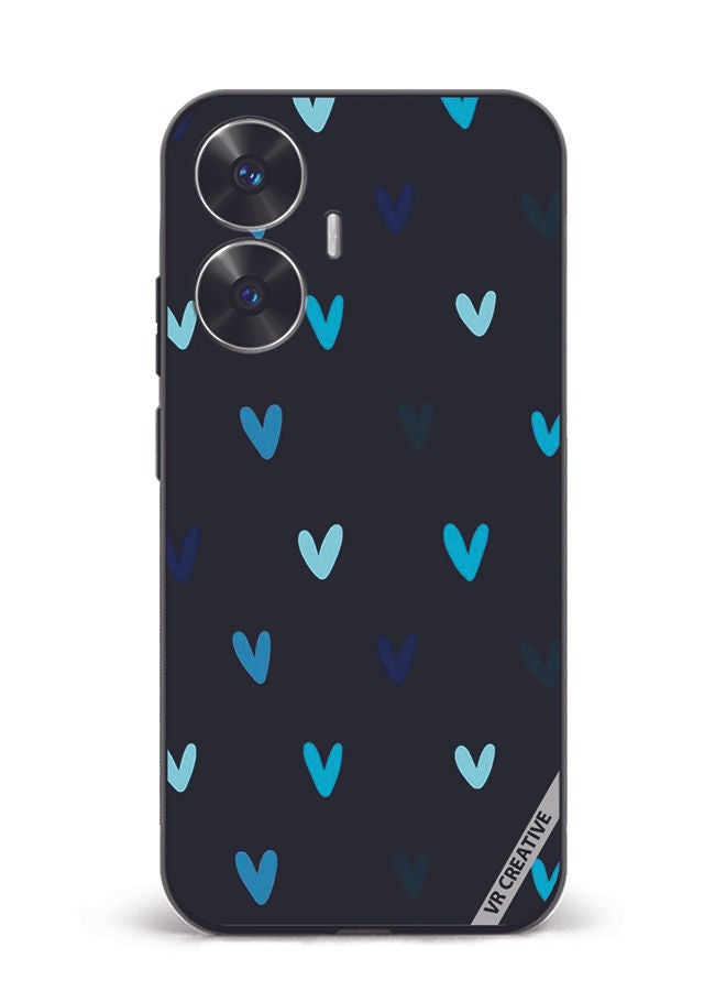 VR CREATIVE Protective Case Cover For Realme C55 Blue Hearts Design Multicolour - Image 1