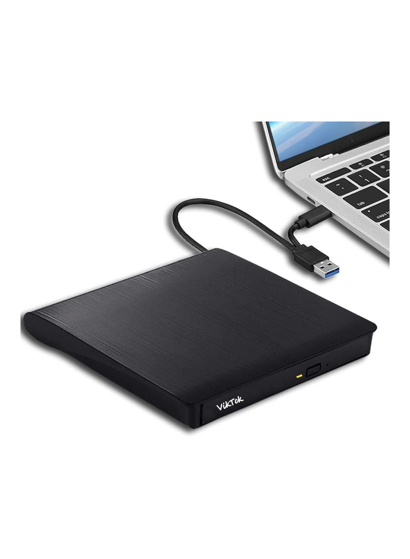 ikTck External CD DVD Drive Type-C USB 3.0 Portable CD DVD Burner/Writer Optical Drive Player Reader for MacBook Pro Air iMac Laptop Desktop PC Windows 11/10/8/7 Linux Mac OS - Image 1