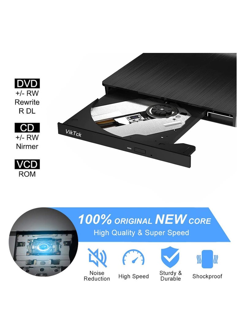ikTck External CD DVD Drive Type-C USB 3.0 Portable CD DVD Burner/Writer Optical Drive Player Reader for MacBook Pro Air iMac Laptop Desktop PC Windows 11/10/8/7 Linux Mac OS - Image 5