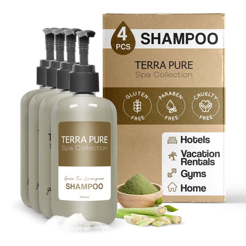 Terra Pure Terra Pure Shampoo  Spa Collection  Hotel Amenities in Pump Bottle  1014 oz  300 ml 4 Bottles