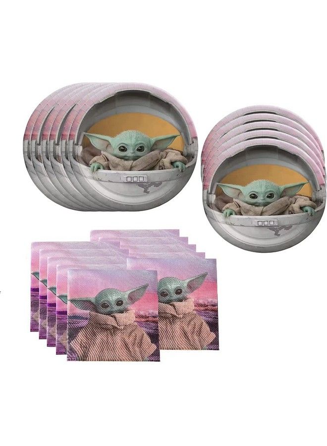 OMTO Baby Yoda Party Supplies 40Pack Include 20 Plates 20 Napkins For Baby Yoda Birthday Party Decoration - Image 2