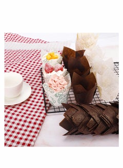 Excefore 200Pcs Tulip Baking Cups Muffin Liners Wrappers Baking Cup Holders Cupcake Liners for Wedding, Birthday, Anniversary, Party In 3 Patterns  - Image 2