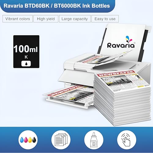Ravaria BT-D60BK / BT6000 and BT5000CMY Compatible Ink for Brother Printer T220, T420, T520, T820, T920, T510, T910, T710, T4000W, T4500W, T300W, T800W (BT-D60BK / BT6000 Black 2 Pcs Pack) - Image 3