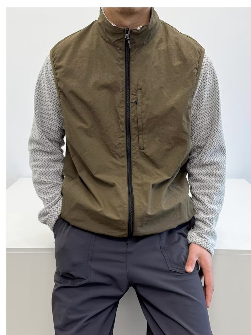 Summer Outdoor Functional Windproof Vest Men'S Military Green Stand-Up Collar Sports Mountaineering Vest Jacket Vest - Image 5