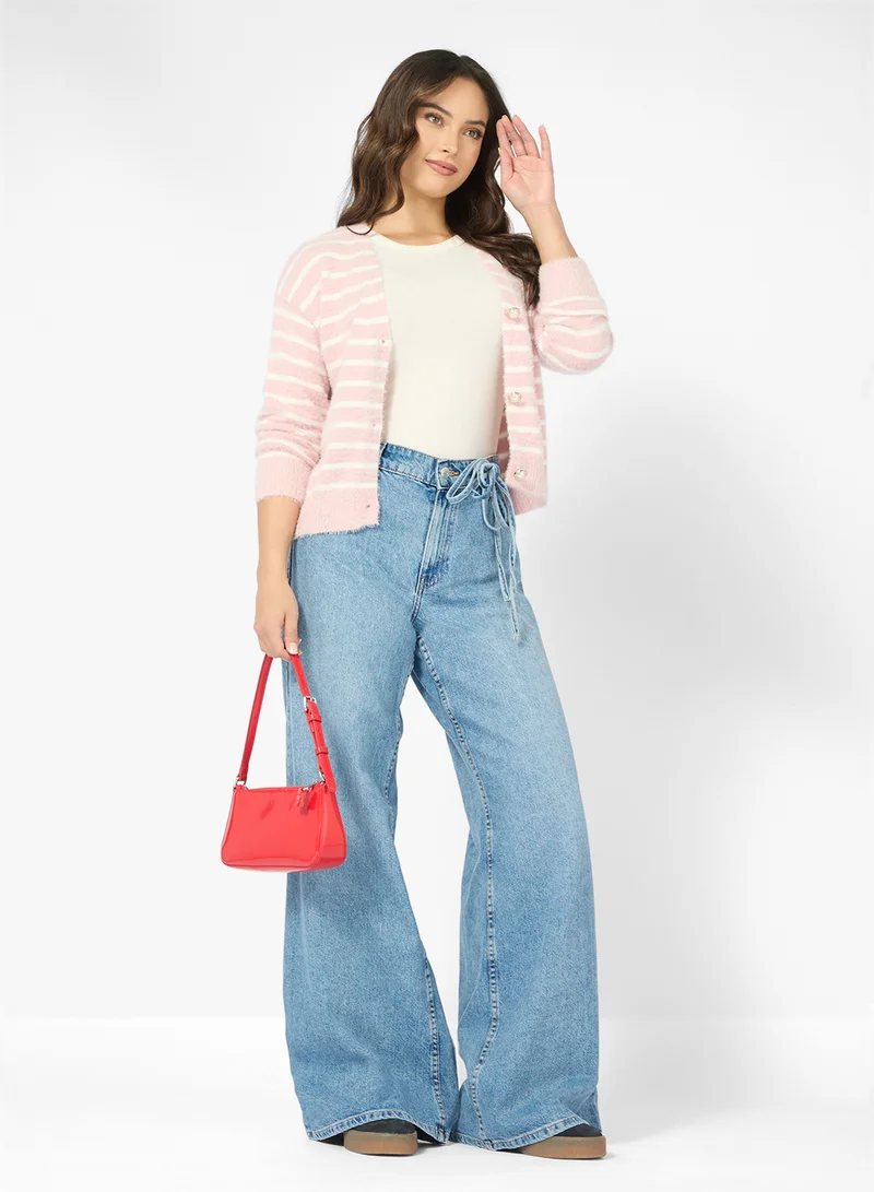 Ginger Classic Stripe Button Through Cardigan