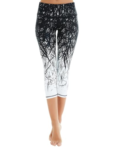 COOLOMG Yoga Pants for Women Capri Running Tights Low Rise Leggings Workout Gym with Hidden Pockets - Image 1