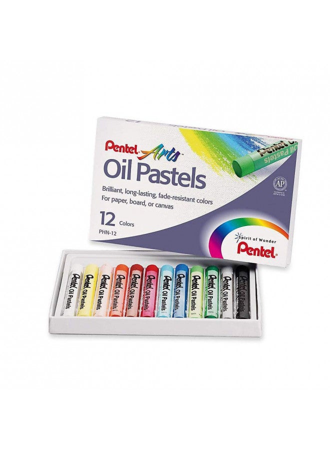Pentel Arts Oil Pastels, 12 Color Set (PHN-12) - Image 2