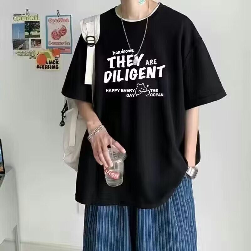 Short-Sleeved T-Shirt For Men 2025 Style Five-Quarter Sleeve T-Shirt Men'S Clothing Versatile Hong Kong Style Trendy Brand Half-Sleeved Men'S T-Shirt - Image 3