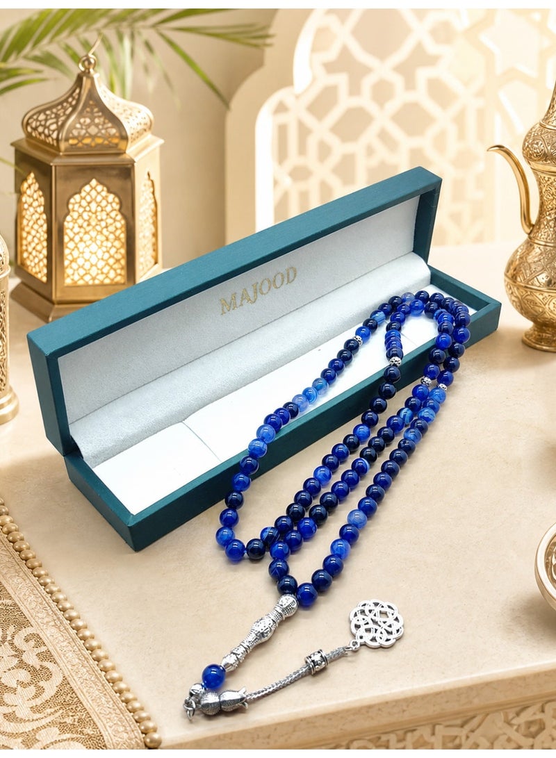 MAJOOD/99 Natural Agate Prayer Beads/Tasbih/8MM/For Men and Women/Gift Box Set Suitable for Ramadan Gifts - Image 2