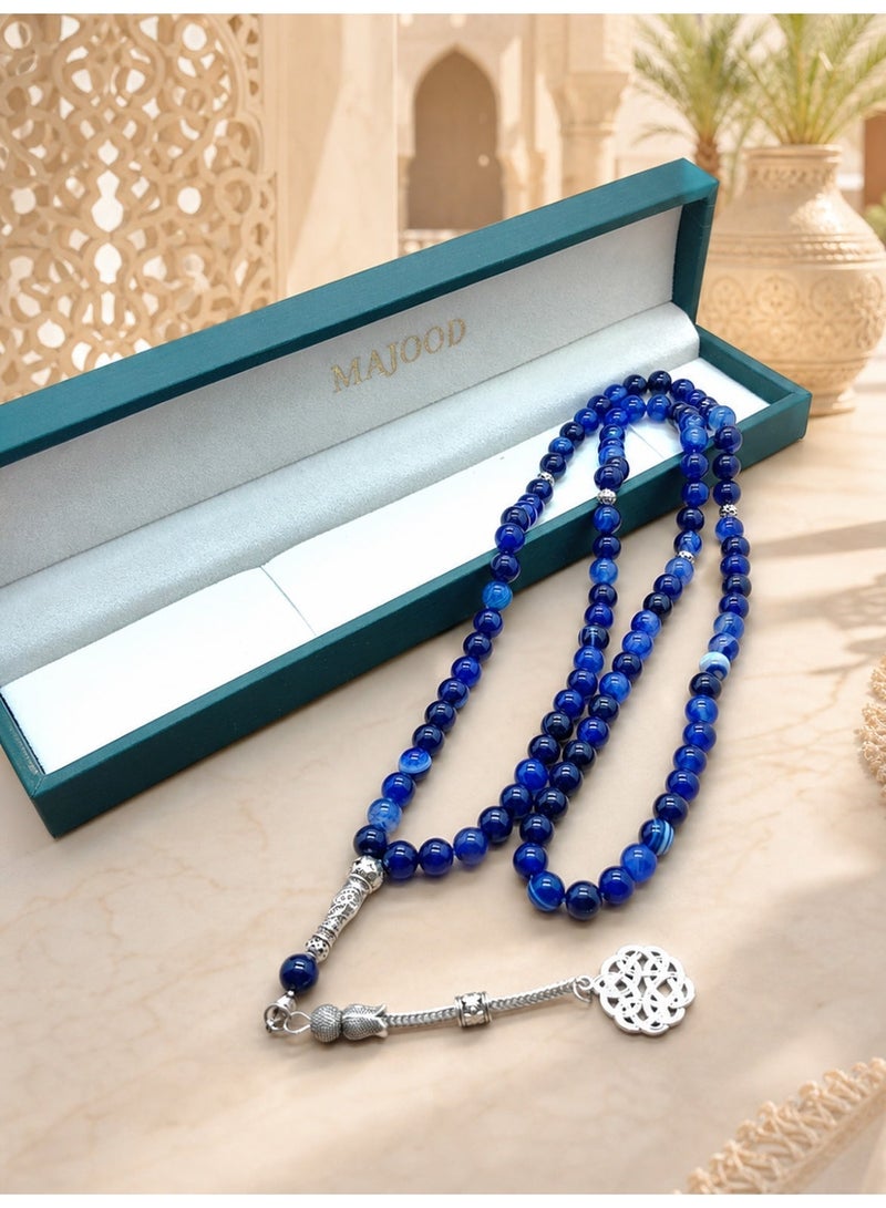 MAJOOD/99 Natural Agate Prayer Beads/Tasbih/8MM/For Men and Women/Gift Box Set Suitable for Ramadan Gifts - Image 4