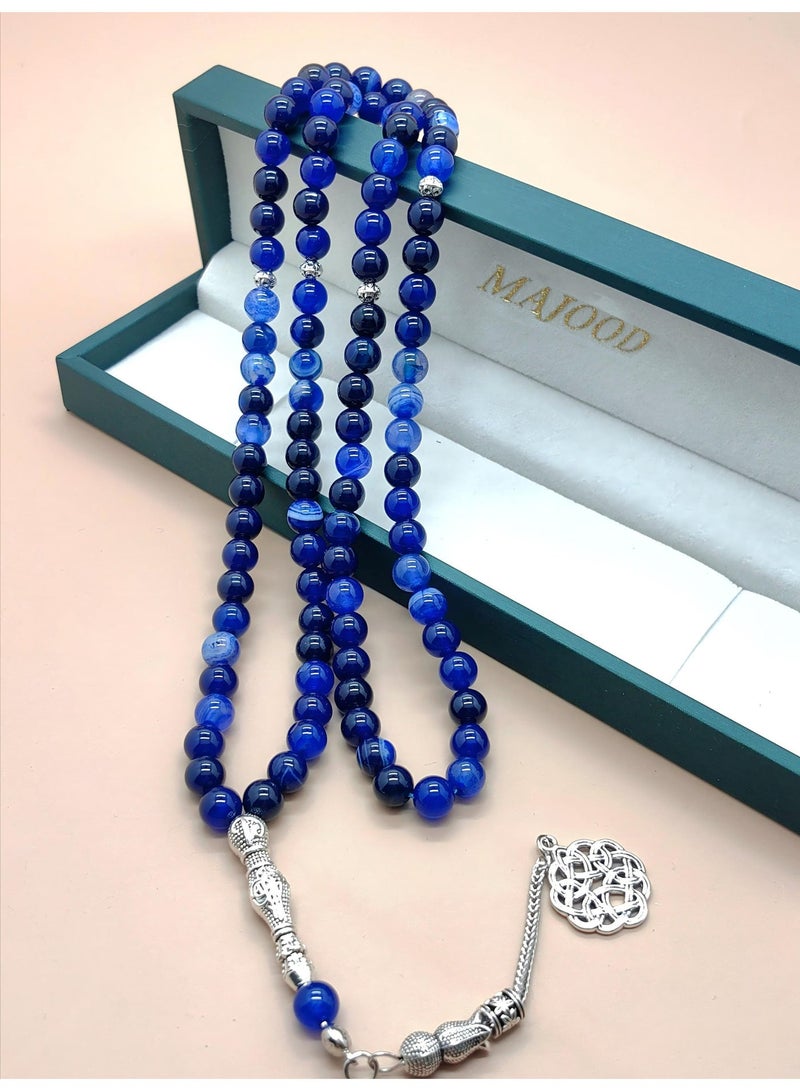 MAJOOD/99 Natural Agate Prayer Beads/Tasbih/8MM/For Men and Women/Gift Box Set Suitable for Ramadan Gifts - Image 5