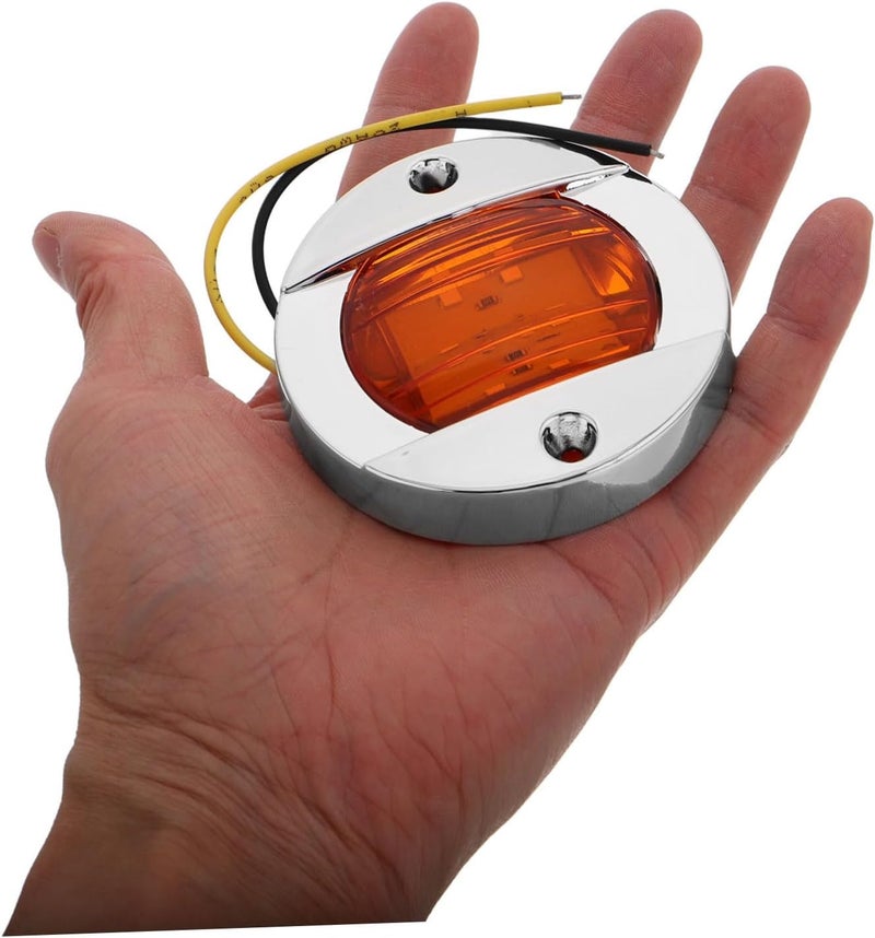 Amosfun 2pcs Round Led Side Marker Lights Truck and Trailer Signal Lights Bright Illumination for Safe Driving Easy Installation Compatible Semi Trucks Boats Campers and Yachts - Image 4