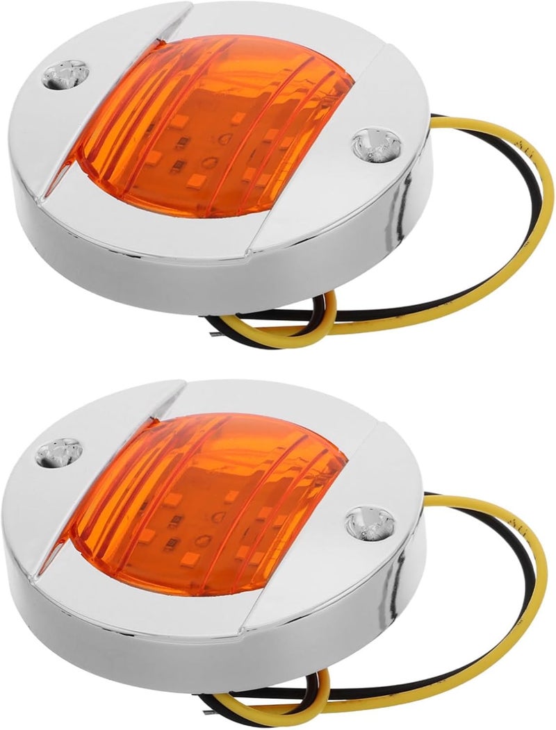 Amosfun 2pcs Round Led Side Marker Lights Truck and Trailer Signal Lights Bright Illumination for Safe Driving Easy Installation Compatible Semi Trucks Boats Campers and Yachts - Image 1