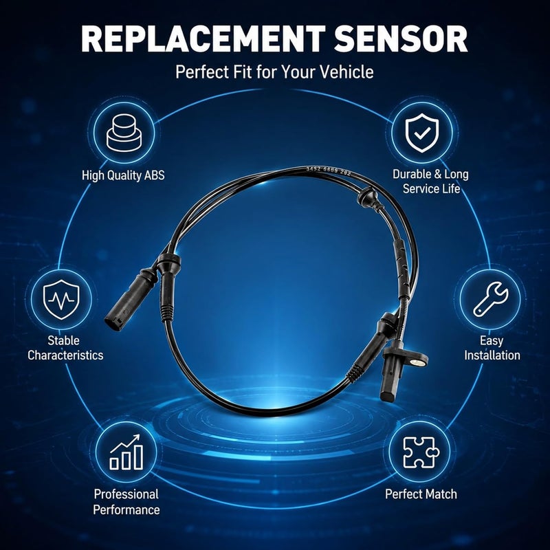 Front ABS Wheel Speed Sensor for X3 F25 X4 F26, 1pc Black - Durable ABS Material, Easy Installation, Direct OE Replacement 2105409108 for Accurate Vehicle Speed Detection - Image 2