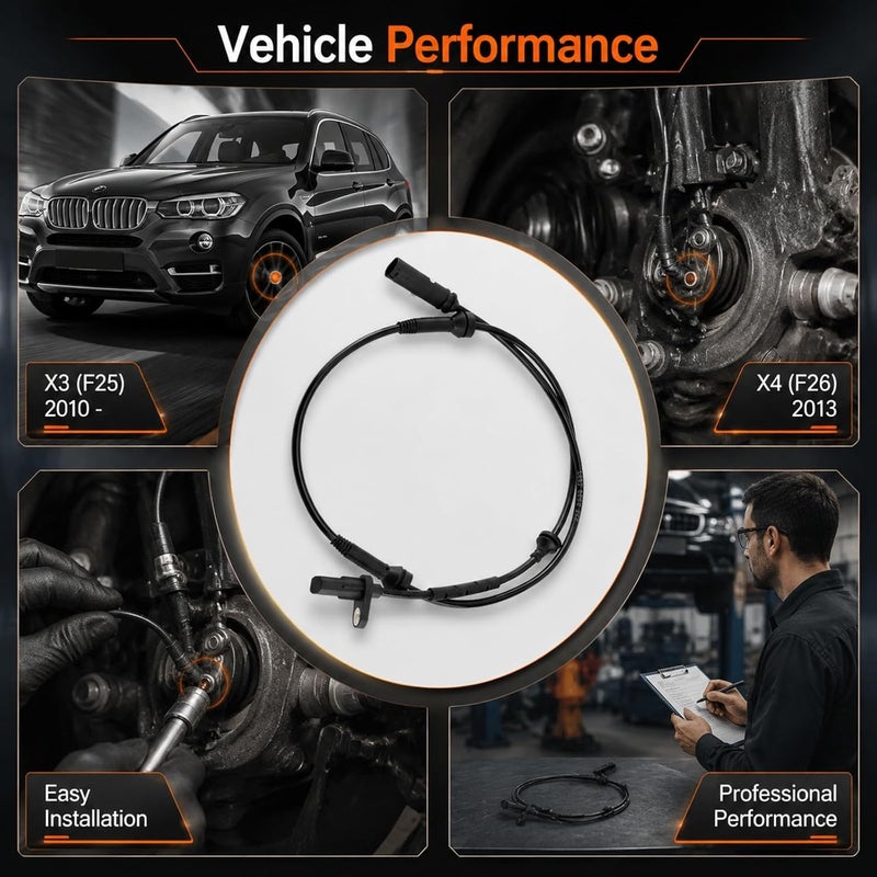 Front ABS Wheel Speed Sensor for X3 F25 X4 F26, 1pc Black - Durable ABS Material, Easy Installation, Direct OE Replacement 2105409108 for Accurate Vehicle Speed Detection - Image 3