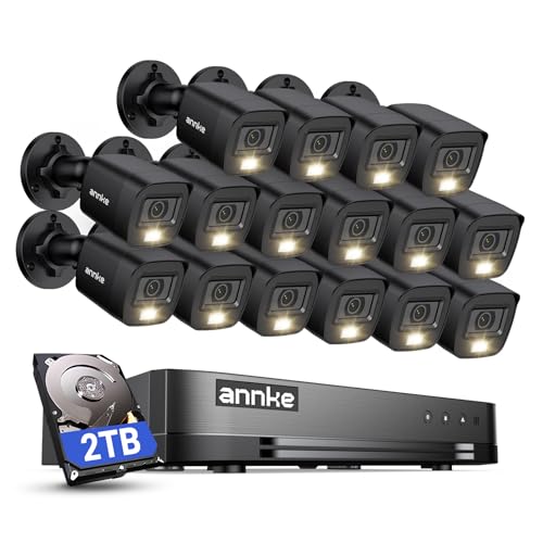 ANNKE 1080P Lite H.265+ 16CH Security Camera System, 5 in 1 Surveillance DVR and 16Pcs 1080P Outdoor Cameras, IP67 Waterproof, 2TB HDD, Smart Dual Light, View Remotely, Motion Detection - Image 1