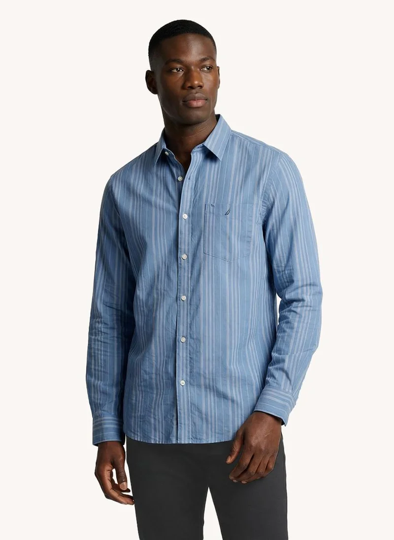 Men Regular Fit Long Sleeve Dyed Shirt for Everyday Casual Wear-Light Blue