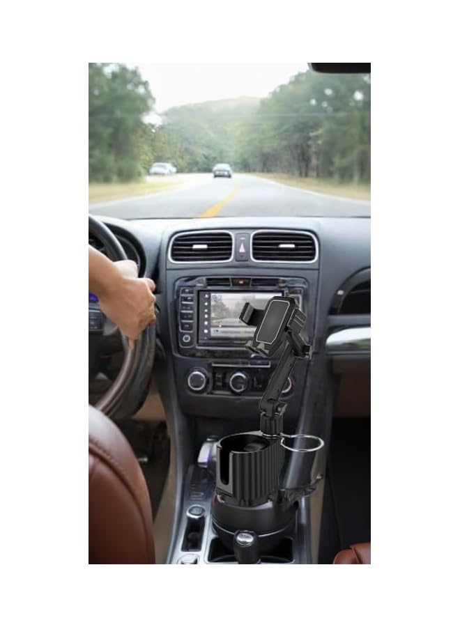 green tiger Universal Auto Cell Phone Stand, Expandable Cup Holder Mount for SUVs & Cars - Compatible with iPhone, Samsung & Android Phones - Black - Image 2