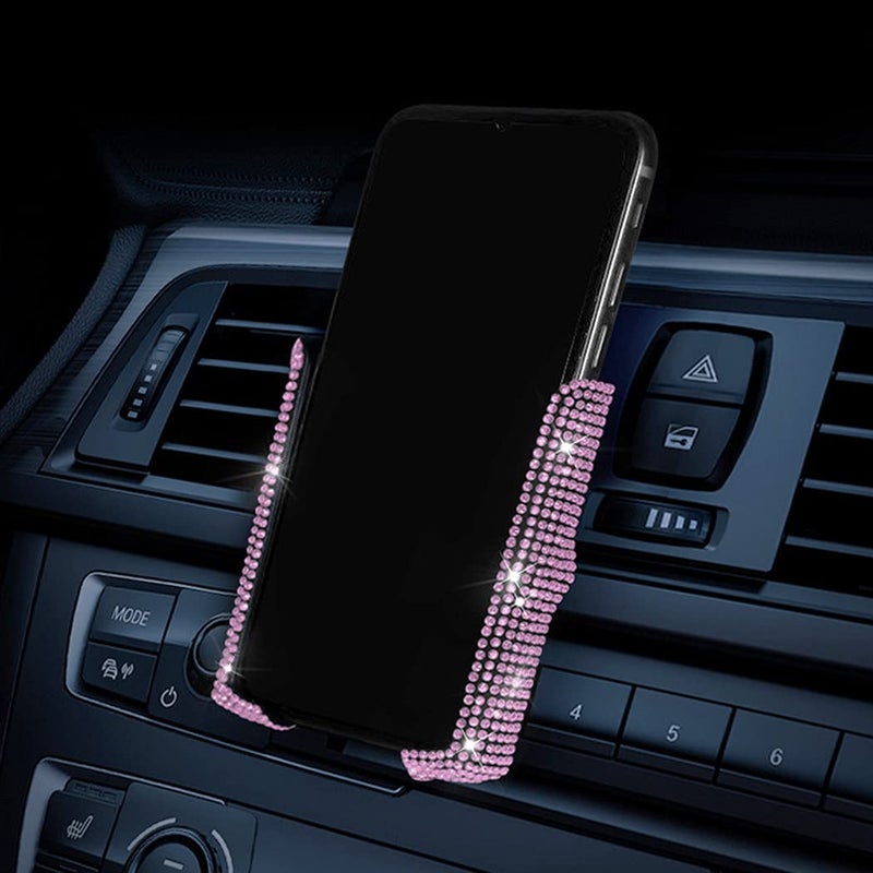 SUNCARACCL Bling Car Phone Holder, 360 Degrees Adjustable Crystal Auto Mount Holder for Dashboard,Windshield and Air Vent (Pink) - Image 1