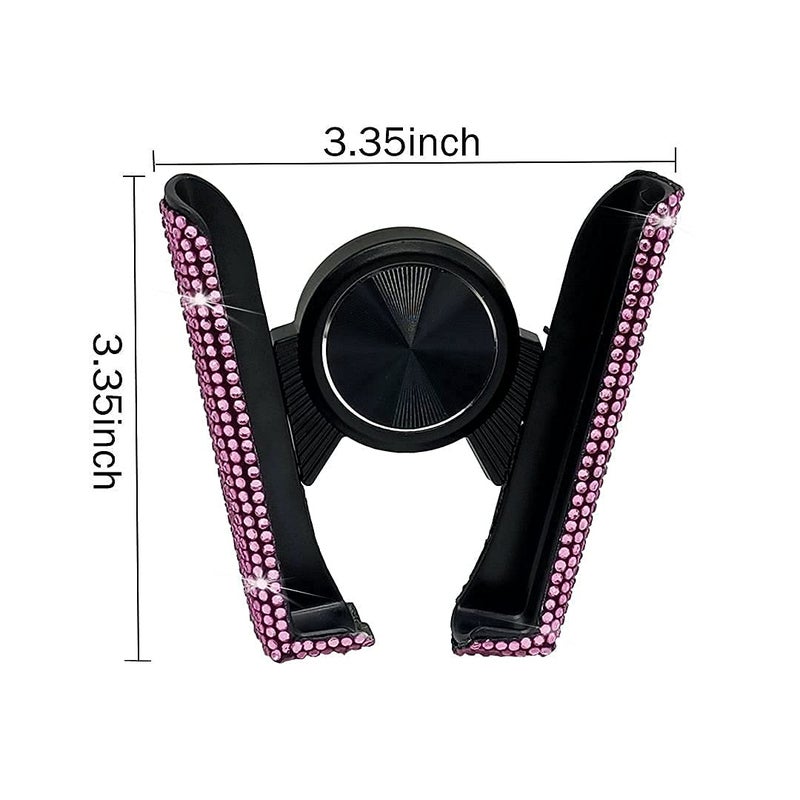 SUNCARACCL Bling Car Phone Holder, 360 Degrees Adjustable Crystal Auto Mount Holder for Dashboard,Windshield and Air Vent (Pink) - Image 2