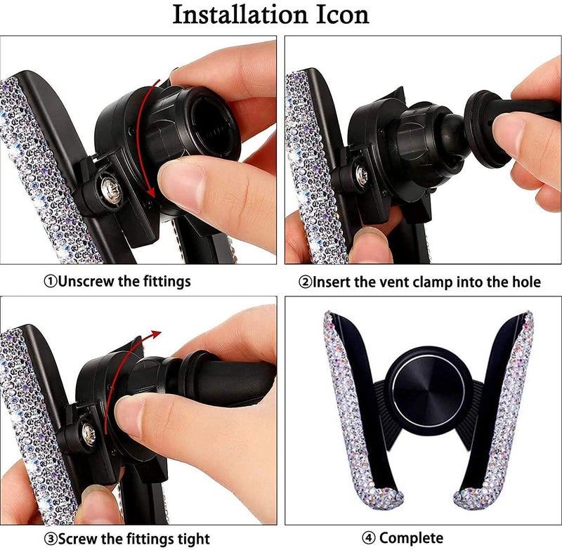 SUNCARACCL Bling Car Phone Holder, 360 Degrees Adjustable Crystal Auto Mount Holder for Dashboard,Windshield and Air Vent (Pink) - Image 5