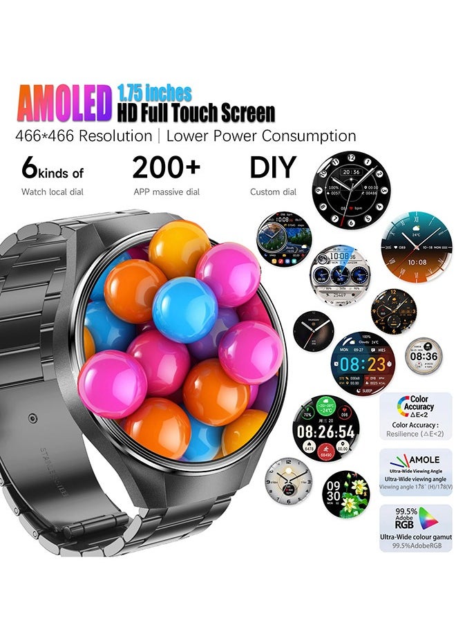 RollsTimi  Men's Bluetooth Smartwatch, 1.75-Inch Full-Screen Touch, Bluetooth To Answer/Make Calls, Exercise And Sleep Monitoring, Message Notification Display, Universal Smart Bracelet For Android And IOS Systems, G5 Plus  - Image 3
