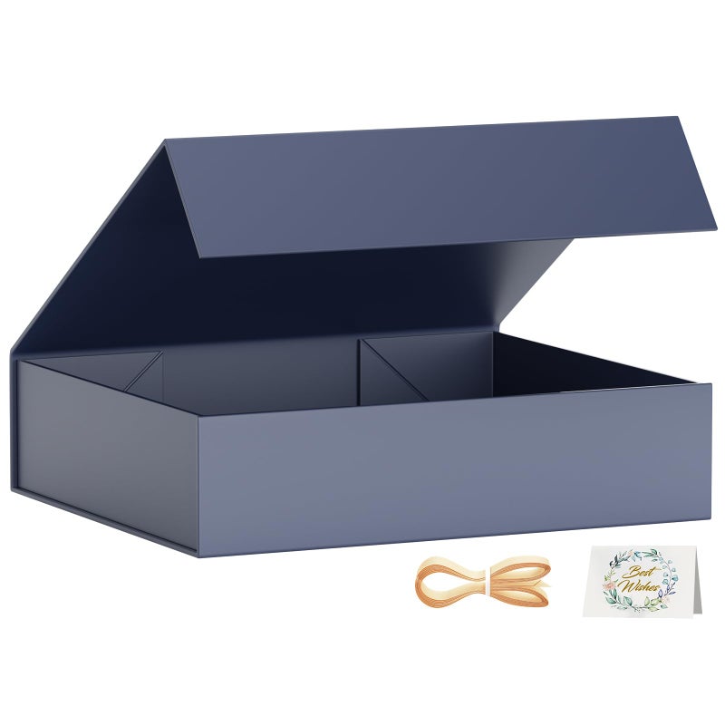 PSHVYM Gift Boxes with Lids 115x78x3 In Gentleman Blue Gift Box for Presents Magnetic Closure for TShirts Gloves Scarves Books Baby Clothes Robes Clothing Gift Wrap Contains Card Ribbon