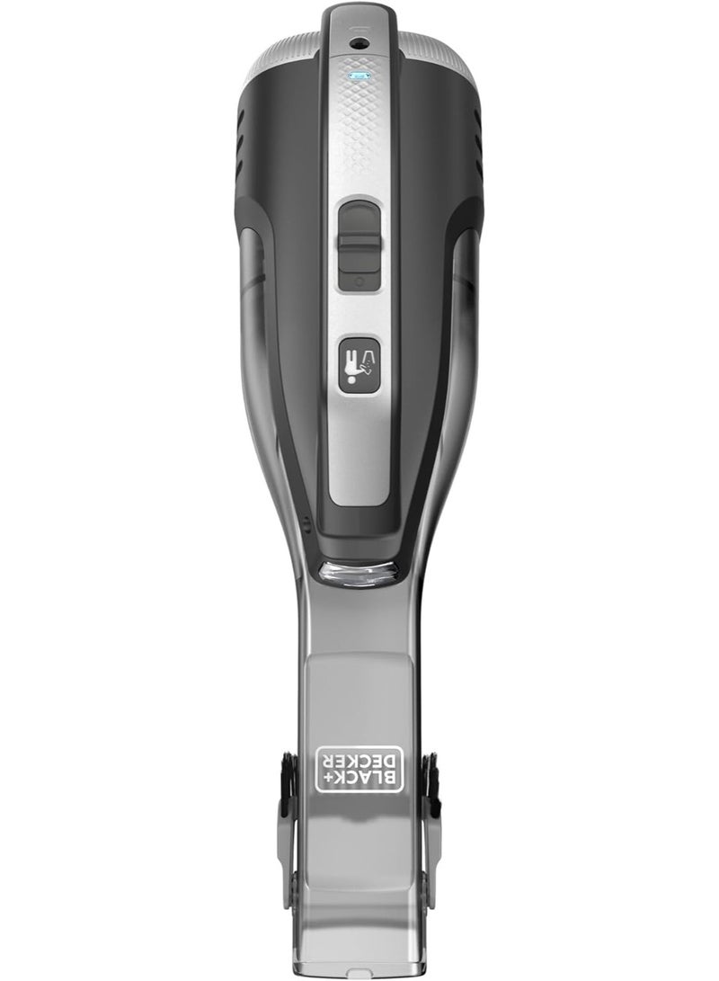 BLACK+DECKER Flash Handheld Vacuum, LED Debris Light, 12V Cordless, Quick Empty Bowl, Onboard Flip Out Brush and Cervice tool Attachment, DVD320J-GB 500 ml 21.6 W DVD320J-GB Silver / Black - Image 4