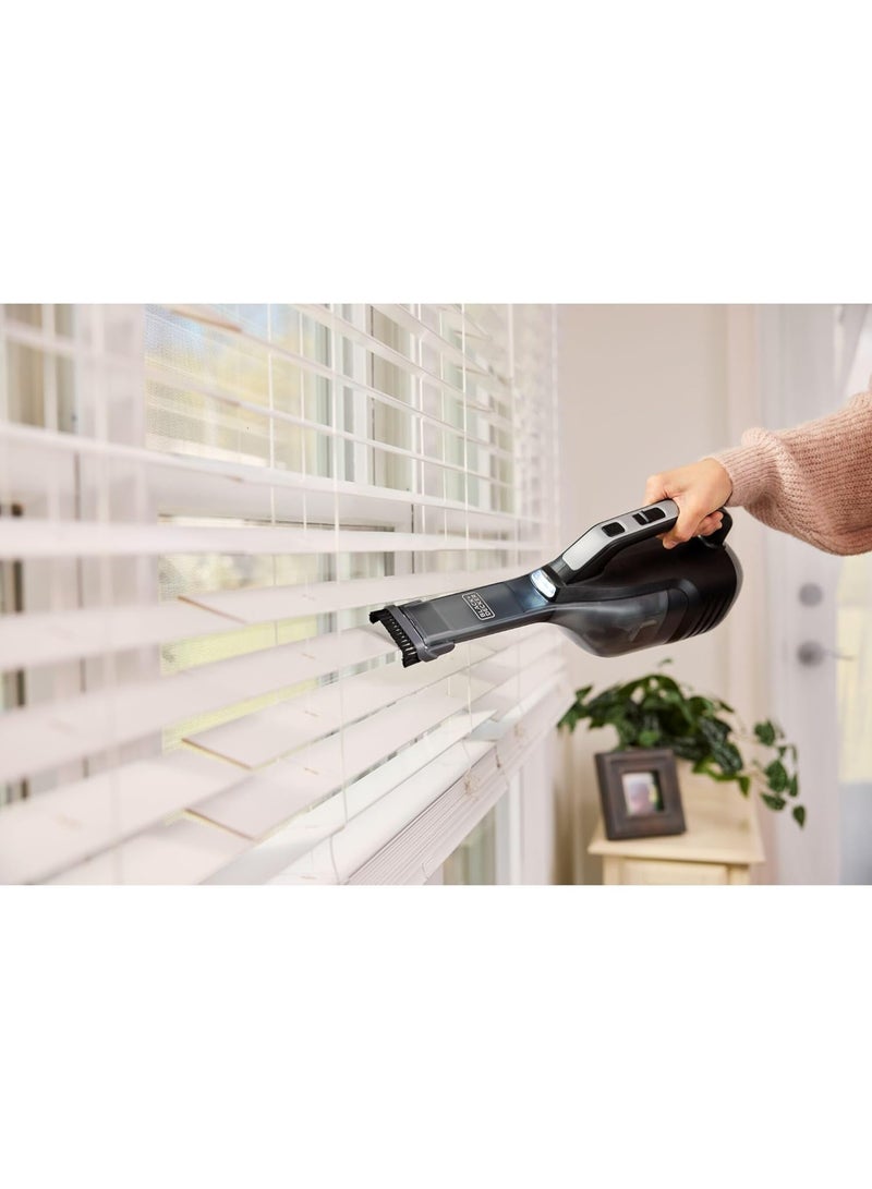 BLACK+DECKER Flash Handheld Vacuum, LED Debris Light, 12V Cordless, Quick Empty Bowl, Onboard Flip Out Brush and Cervice tool Attachment, DVD320J-GB 500 ml 21.6 W DVD320J-GB Silver / Black - Image 5