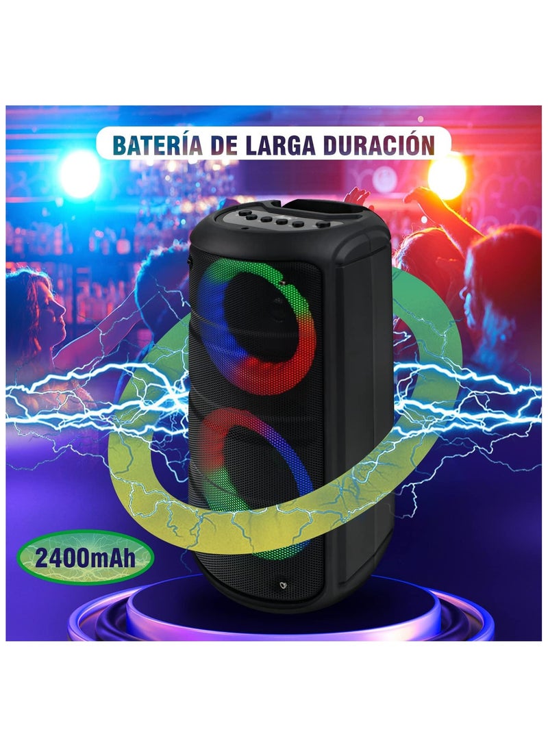 Large Smart Bluetooth Speaker for 4" Dual Pc - Wireless Bluetooth Speaker for Outdoor | 2400 Mah | Stereo Sound | Iphone Android | Microphone Input, LED Lights, USB, Radio - Image 2