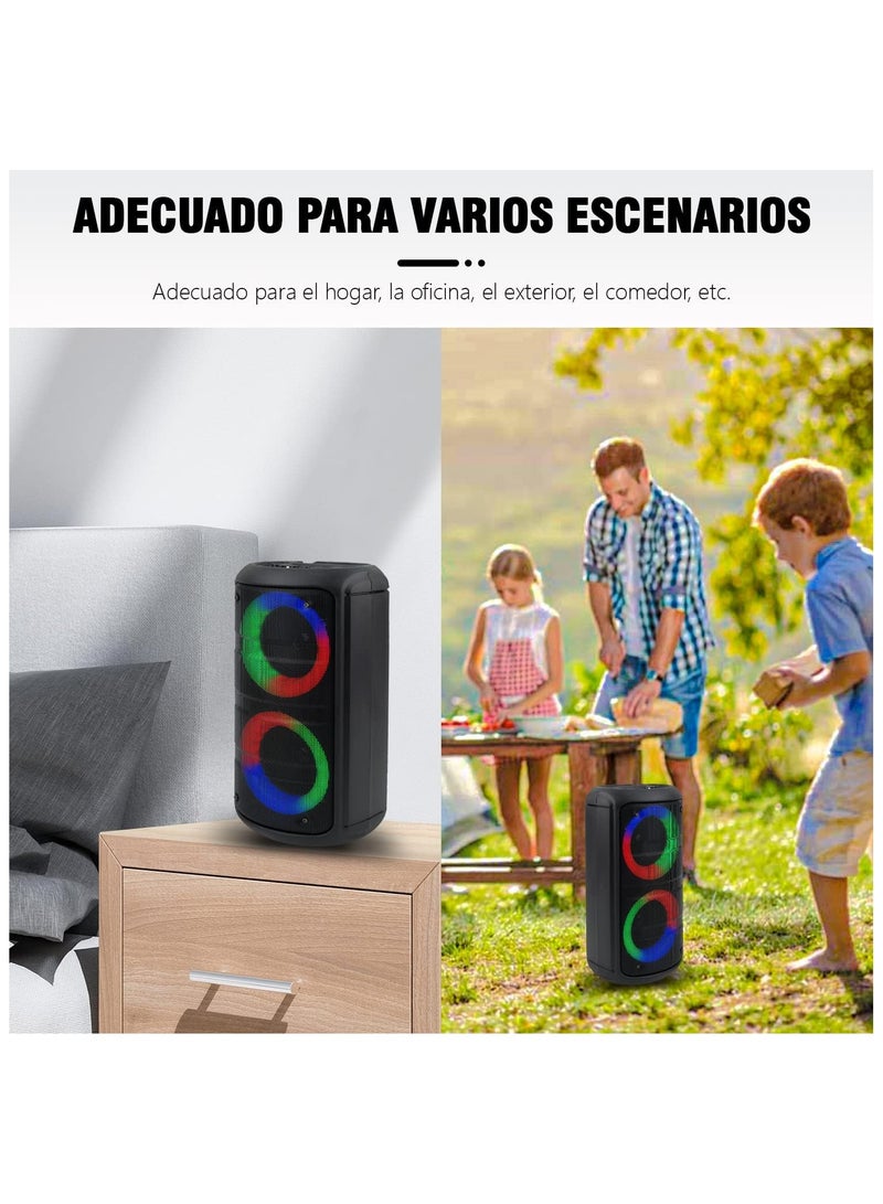 Large Smart Bluetooth Speaker for 4" Dual Pc - Wireless Bluetooth Speaker for Outdoor | 2400 Mah | Stereo Sound | Iphone Android | Microphone Input, LED Lights, USB, Radio - Image 4