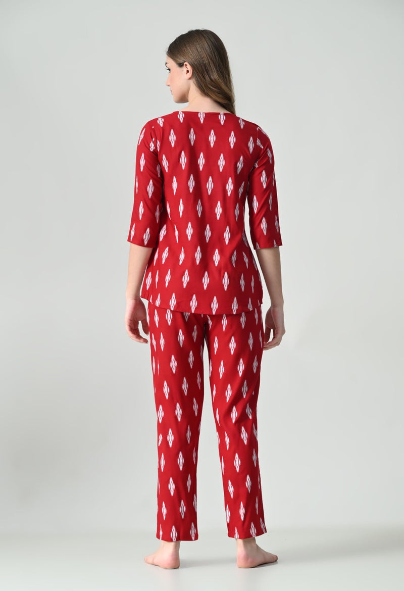 Ichaa Women's Printed Rayon Night Wear Top and Bottom Night Suit Set (S) - Image 2