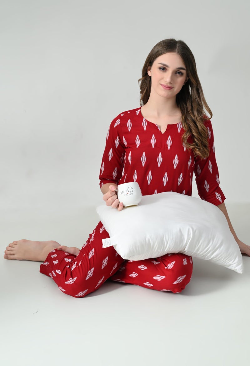 Ichaa Women's Printed Rayon Night Wear Top and Bottom Night Suit Set (S) - Image 4