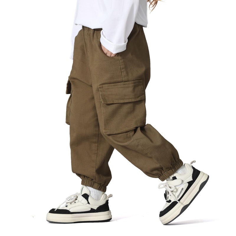 ميني باندا بنطلون ميني باندا للأطفال الصغار، بنطلون تشينو مطاطي للأطفال الصغار، لون زيتوني - Image 1