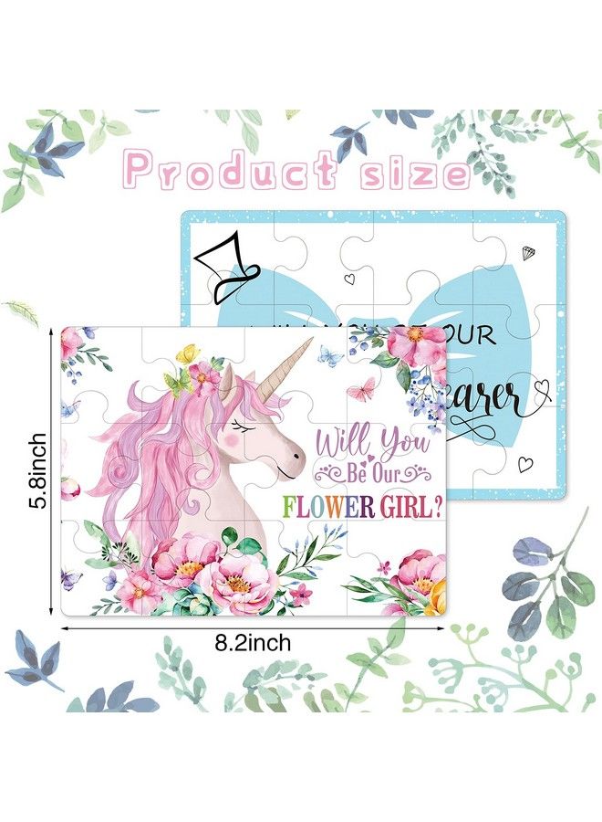 2 Pieces Flower Girl Ring Bearer Proposal Puzzle Invitation Wedding Puzzle Invitation Flower Girl Unicorn Ring Bearer Puzzle Decors (Novel Style)  - Image 3
