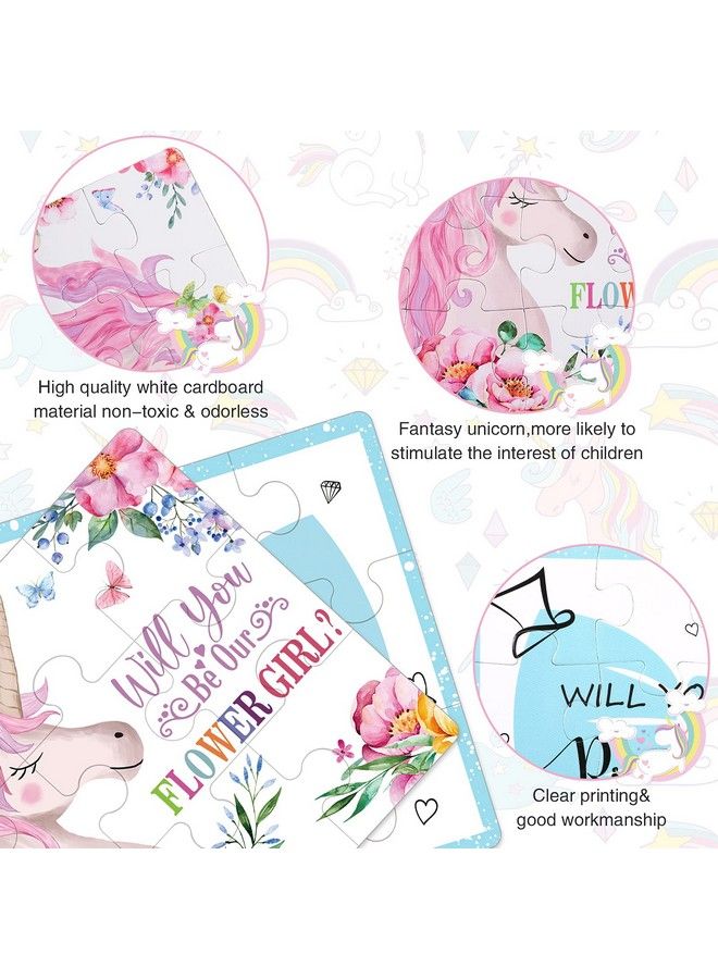 2 Pieces Flower Girl Ring Bearer Proposal Puzzle Invitation Wedding Puzzle Invitation Flower Girl Unicorn Ring Bearer Puzzle Decors (Novel Style)  - Image 4