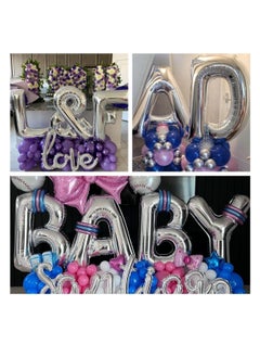 Party with Emma Silver Letter A to Z Balloons 32 inch Large Alphabet Balloons Silver Helium Foil Letter Balloon Banner for Birthday Party Anniversary Wedding Decoration (Silver-N)  - Image 5