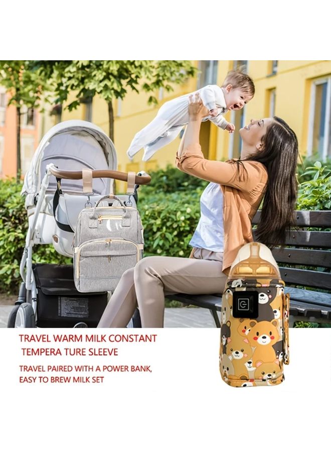 Yellow 2 In 1 Portable Milk Warmer And Insulated Bottle Bag For Travel - Image 3