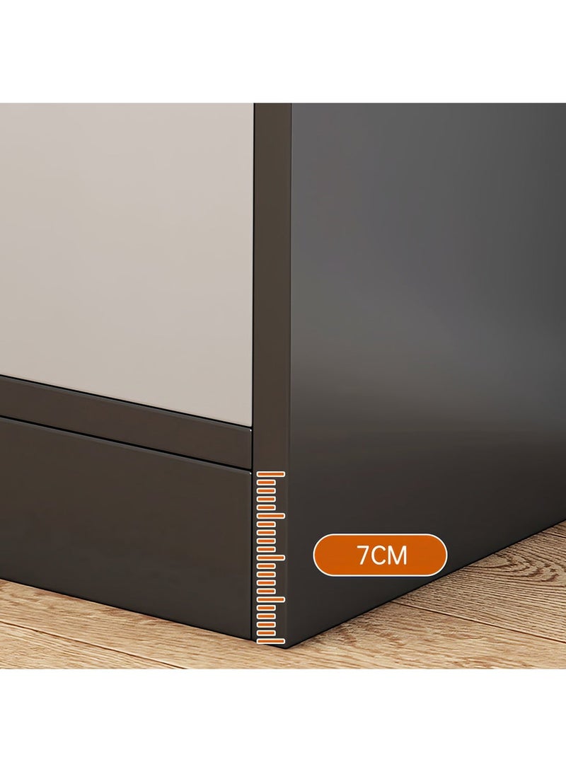 شاربدو خزانة بوفيه مطبخ عصرية بارتفاع 180 سم، مزودة بأبواب زجاجية، ورف مفتوح للميكروويف، ووحدة تخزين مغلقة، أبعادها 80×32×180 سم، وهي خزانة جانبية قائمة بذاتها مناسبة لغرفة الطعام، وغرفة المعيشة، والمطبخ. - Image 3