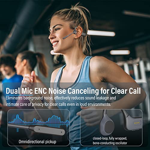 MONODEAL Bone Conduction Headphones with Mic, Bluetooth 5.3 Open Ear Headphones with Noise-Canceling Boom Microphone, Wireless Headset Earphones for Work, Driving, Home Office Commercial - Image 3