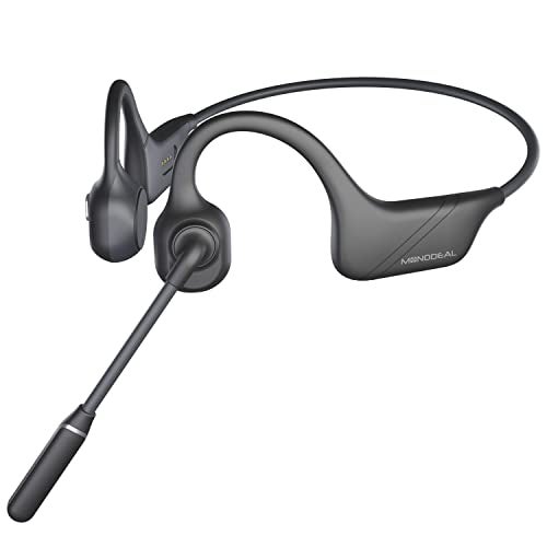 MONODEAL Bone Conduction Headphones with Mic, Bluetooth 5.3 Open Ear Headphones with Noise-Canceling Boom Microphone, Wireless Headset Earphones for Work, Driving, Home Office Commercial - Image 1