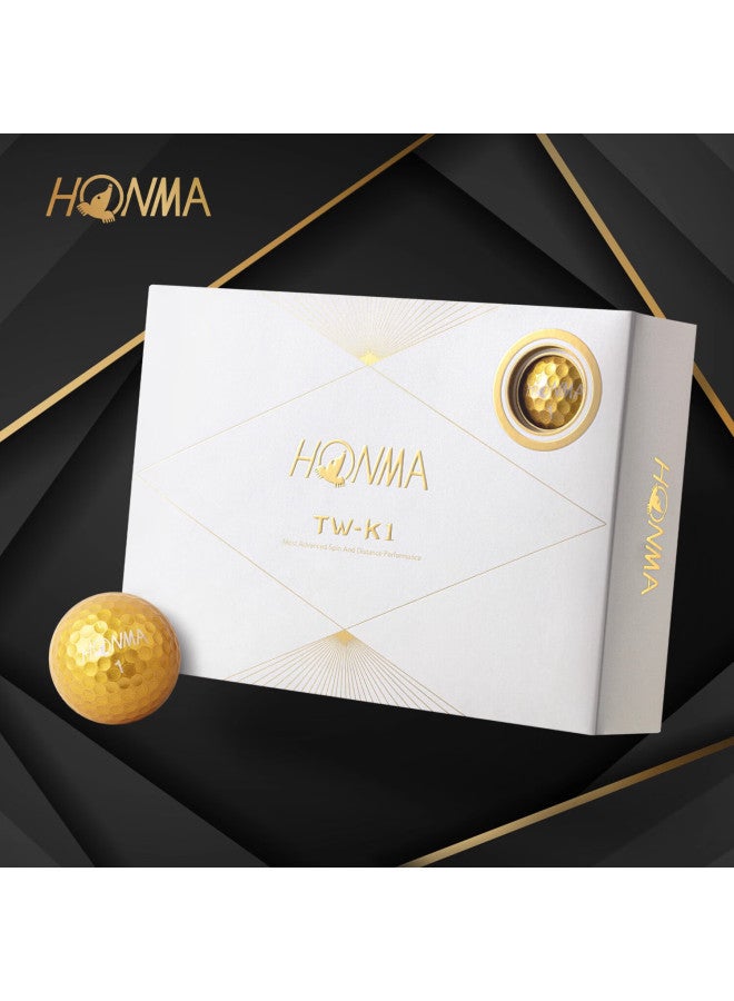 Honma Tw-k1 Golf Three-layer Balls For Compeion Practice, High Control, 11 White Balls And 1 Gold Ball - Image 1