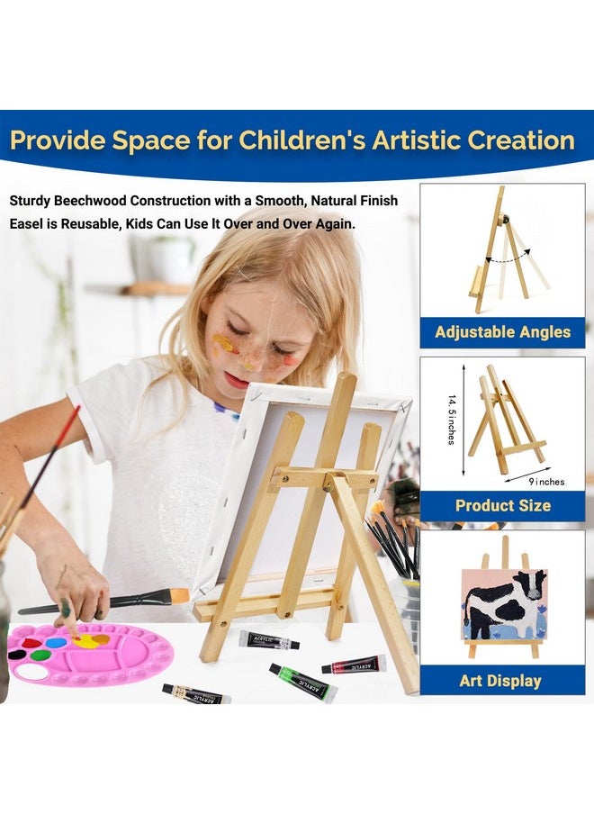 Colorful - Acrylic Painting Kit 64 Piece Kids Painting Set With Walnut Easel 24 Colors Acrylic Paint Canvas Palette Brushes Apron And Sleeve Set Art Painting Supplies Kit Perfect For Kids - Image 1